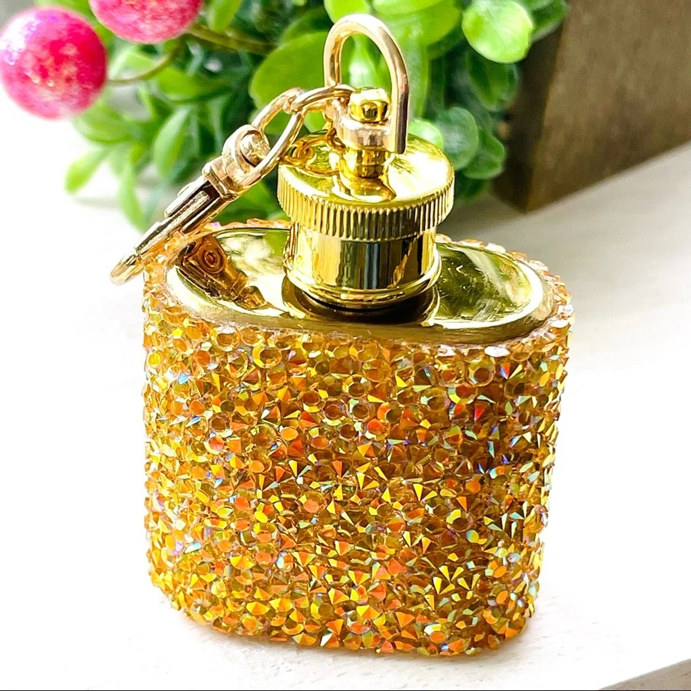 MINI FLASK crystal encrusted keyring IRIDESCENT keyfob CELESTIAL mini flask NEW - Picture 7 of 11